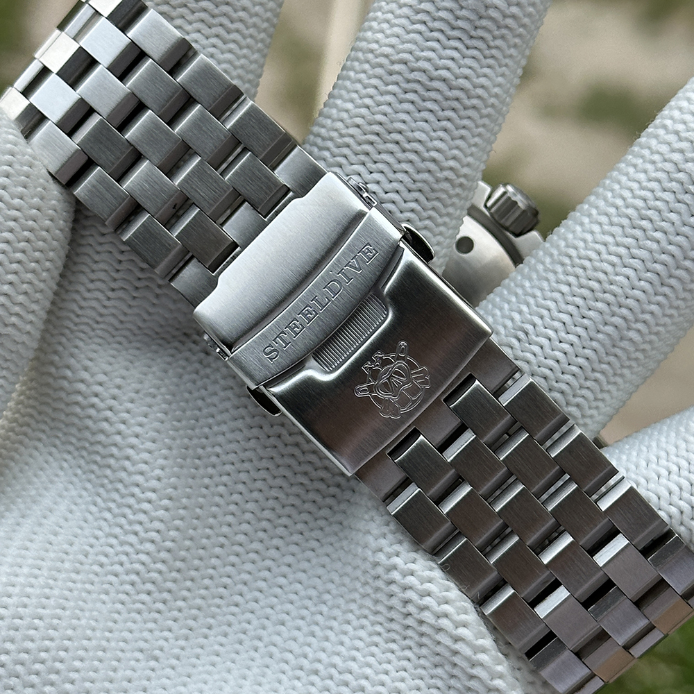 STEELDIVE Official SD1982T Titanium Damascus Dial Super Luminous 46.5MM Overs Size Thick Case NH35 Automatic Dive Watch For Men