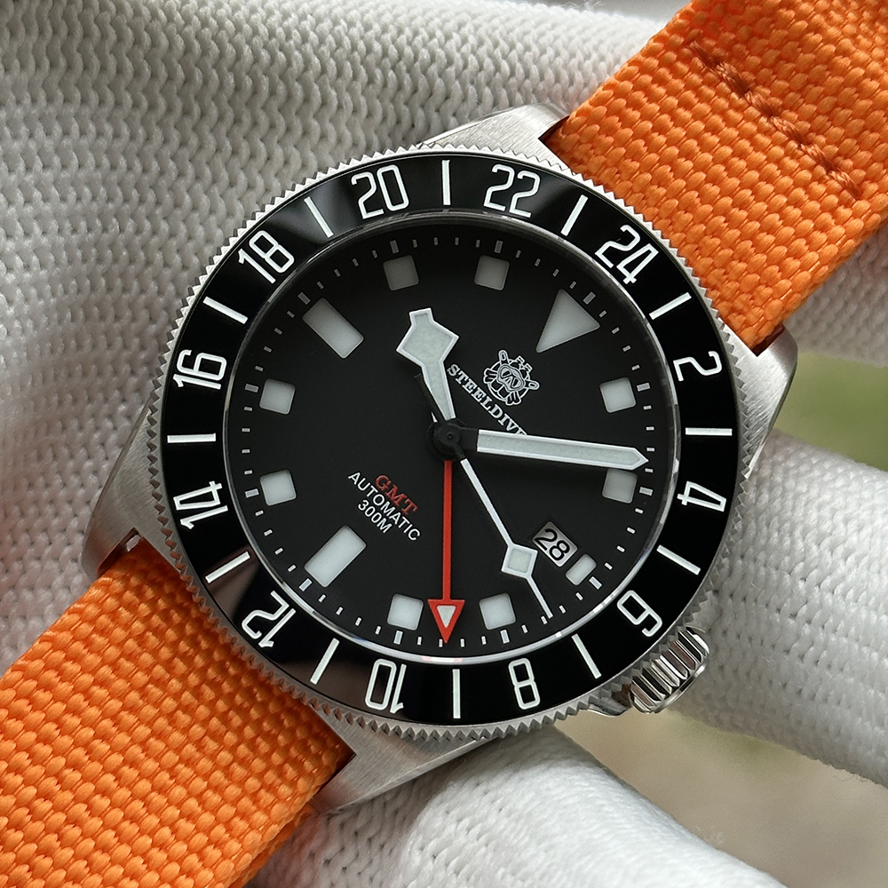 STEELDIVE Official SD1925GMT New Strap Color Japan NH34 Automatic Movement Affordable Mens Dive Watch