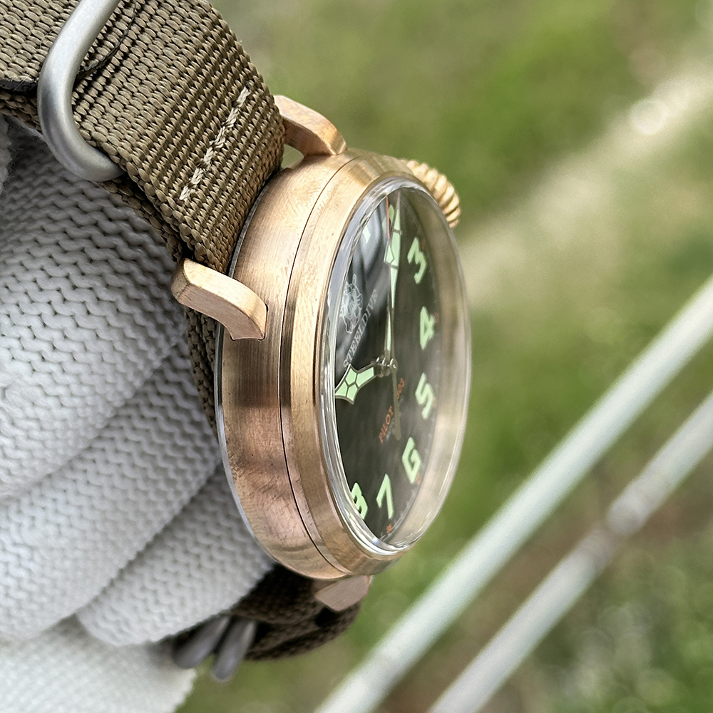 STEELDIVE Official SD1903S C3 Green Luminous 46.5MM Bronze Case 200M Waterproof NH35 Mends Automatic Dive Watch