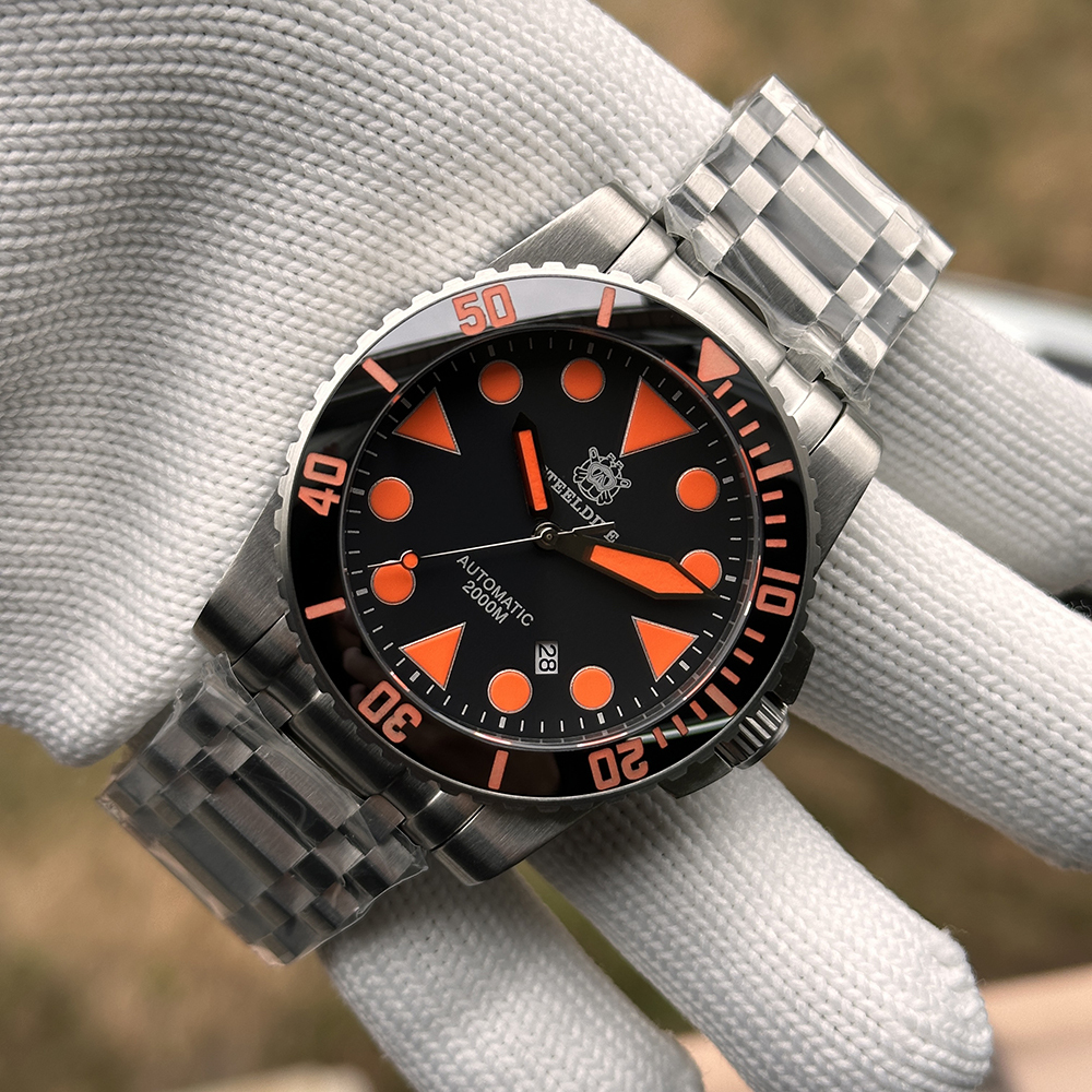 STEELDIVE Official SD1987 Unique Design Tank Bracelet 2000M Waterproof Japan NH35 Automatic Dive Watch for Men