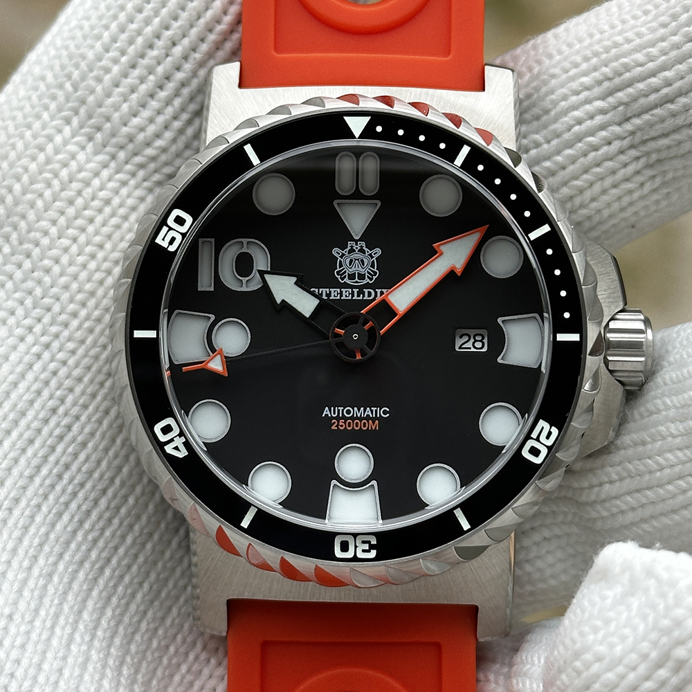 STEELDIVE Official SD1982H Date Function 46.5MM Sapphire Glass Ceramic Bezel NH35 Automatic Dive Watch