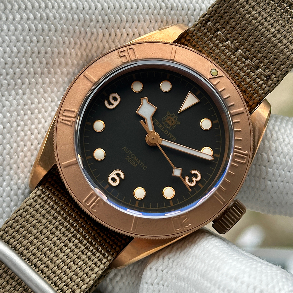 STEELDIVE Official SD1958S 41.1MM Solid Bronze Case 200M Waterproof Sapphire Glass NH35 Automatic Mens Dive Watch 