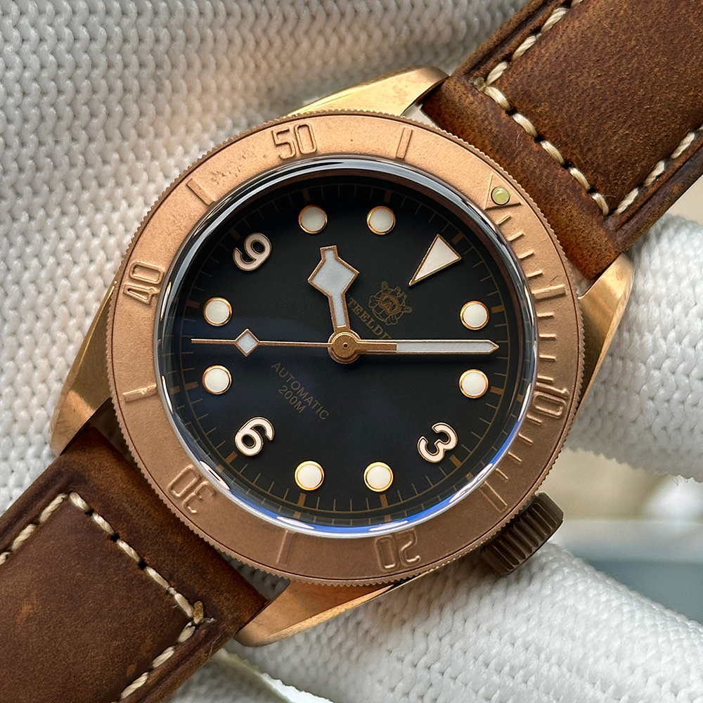 STEELDIVE Official SD1958S 41.1MM Solid Bronze Case 200M Waterproof Sapphire Glass NH35 Automatic Mens Dive Watch 