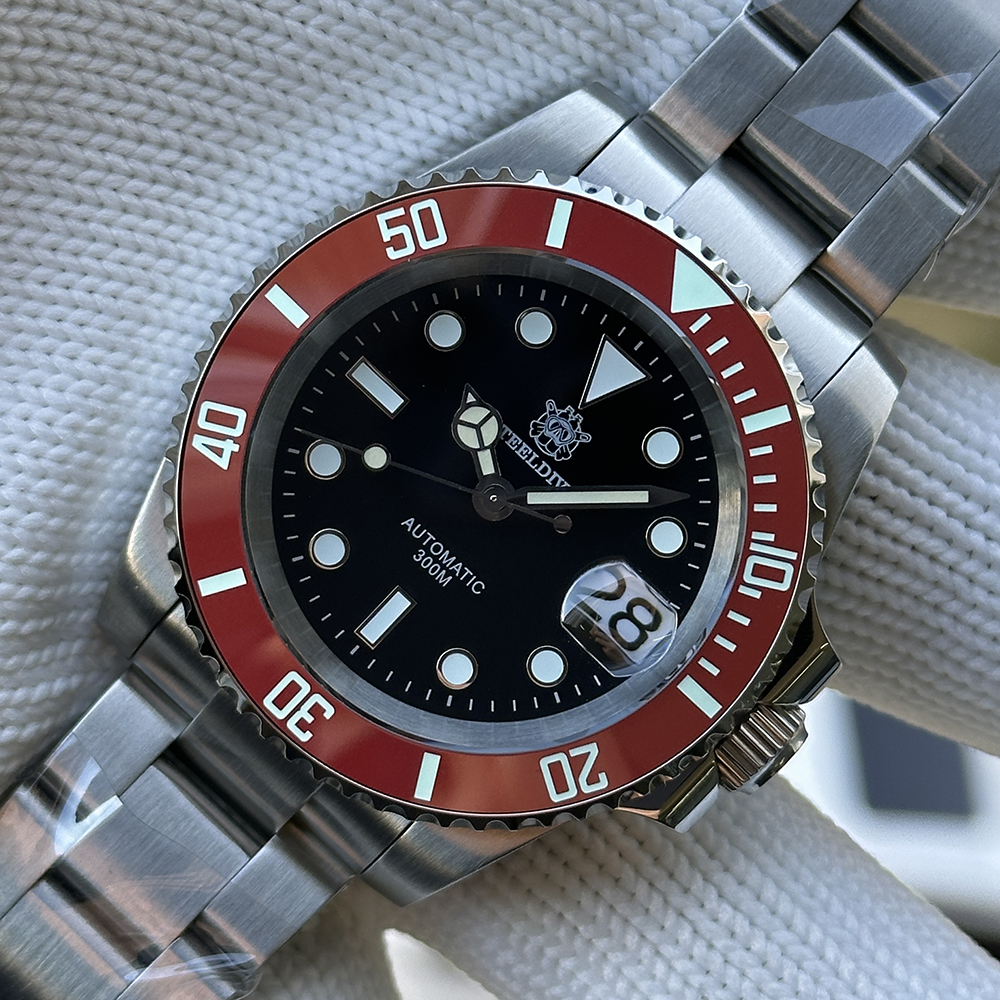 STEELDIVE Official SD1953 New Arrival Black Dial Red Bezel 300M NH35 Automatic Dive Watch