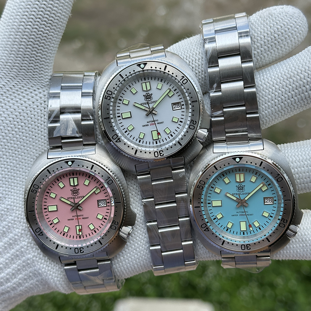 STEELDIVE Official SD1981 Stainless Steel Bezel 43.8MM Case 200M Waterproof Sapphire Glass NH35 Automatic Mens Dive Watches