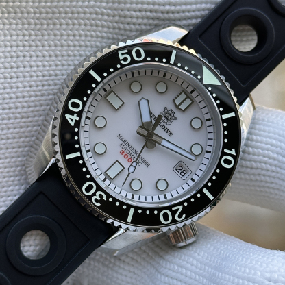 STEELDIVE Official SD1968 White Dial 44MM Ceramic Bezel 300M Waterproof NH35 Automatic Mens Dive Watch