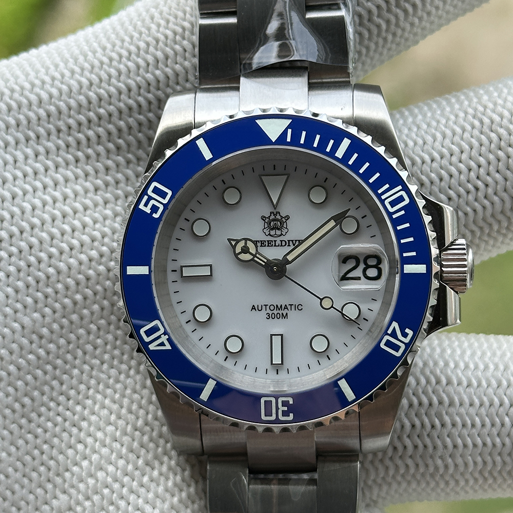 STEELDIVE Official SD1953 White Dial Swiss Luminous 40.5mm Case Japan NH35 Automatic Mens Dive Watch