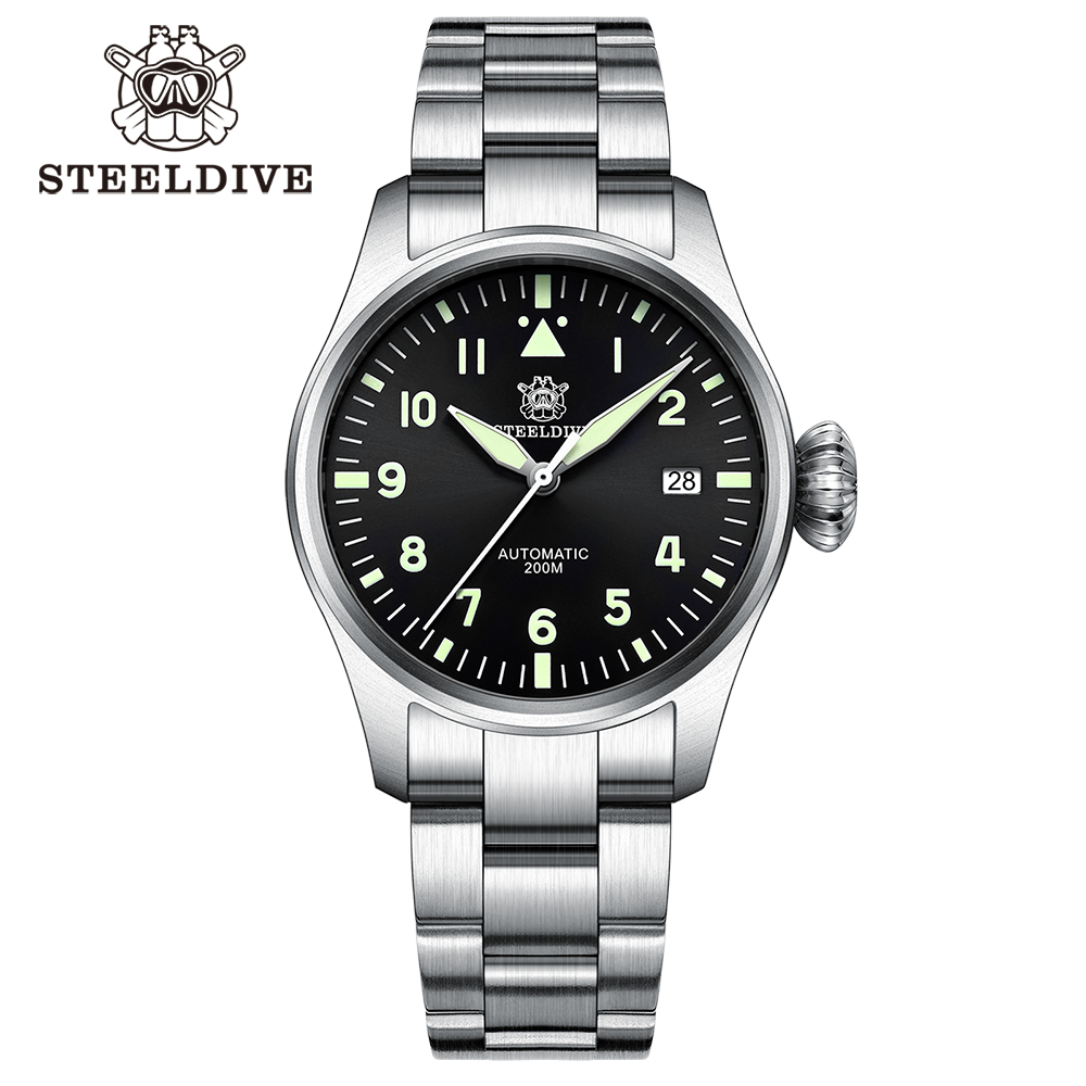 STEELDIVE Official SD1928 39MM NH35 Automatic 200M Dive Pilot Watch Sapphire Glass
