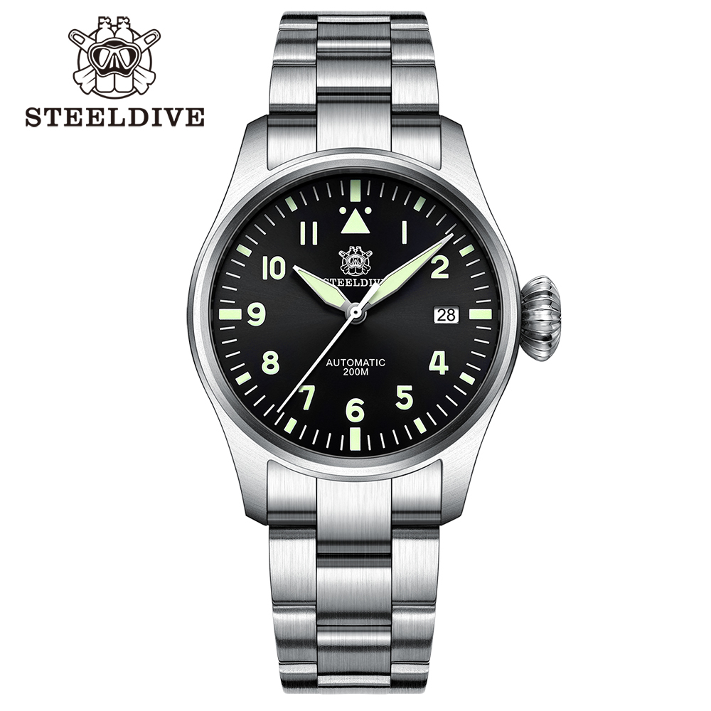 STEELDIVE Official SD1928 39MM NH35 Automatic 200M Dive Pilot Watch Sapphire Glass