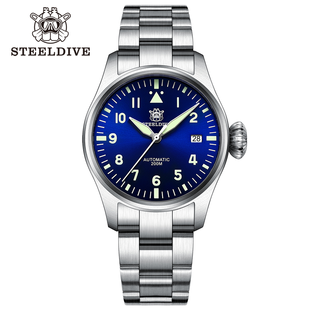 STEELDIVE Official SD1928 39MM NH35 Automatic 200M Dive Pilot Watch Sapphire Glass