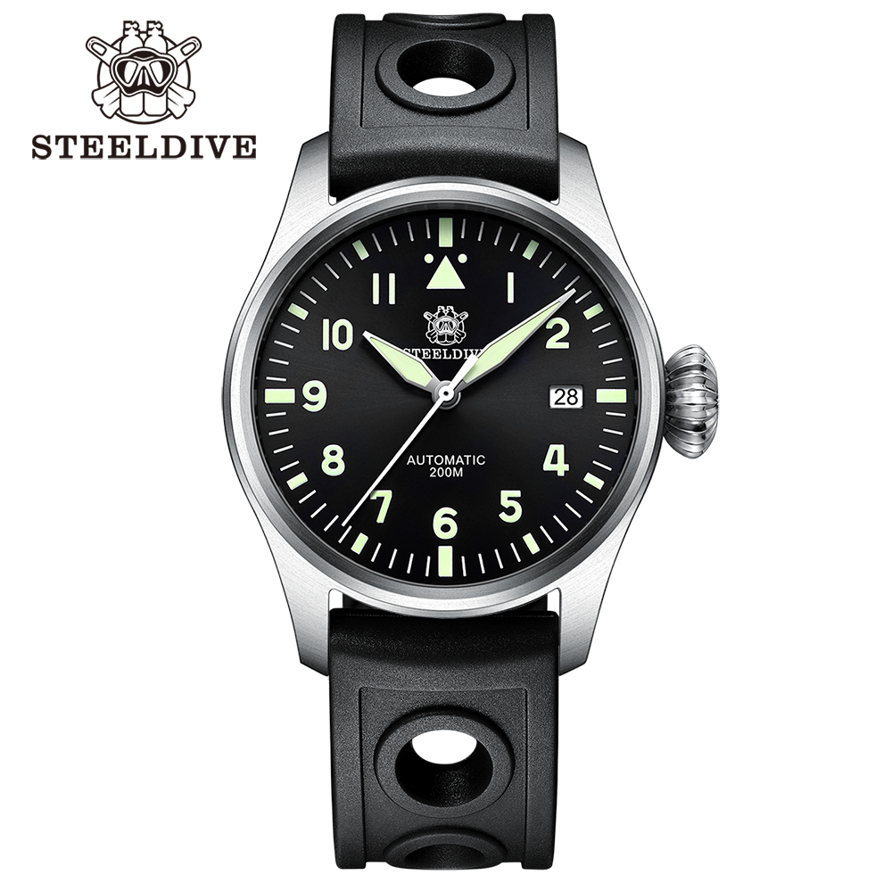 STEELDIVE Official SD1928 39MM NH35 Automatic 200M Dive Pilot Watch Sapphire Glass