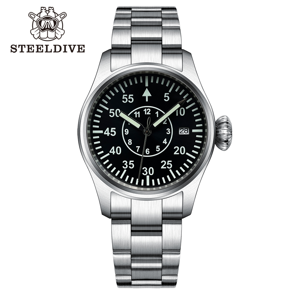 STEELDIVE Official SD1928T No Logo Dial Big Crown 200M NH35 Automatic Dive Watch