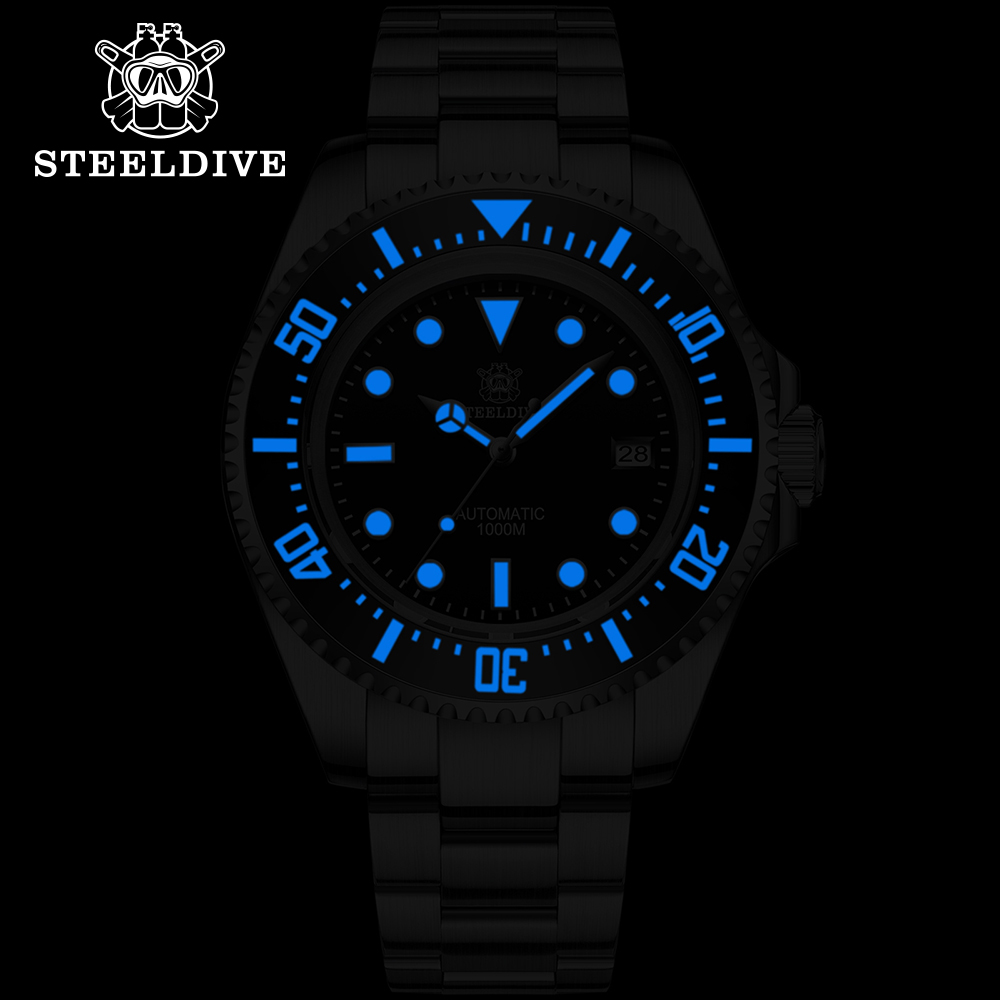 STEELDIVE Official Rubber Strap 1000M Waterproof NH35 Automatic Dive Watch Reloj for Men