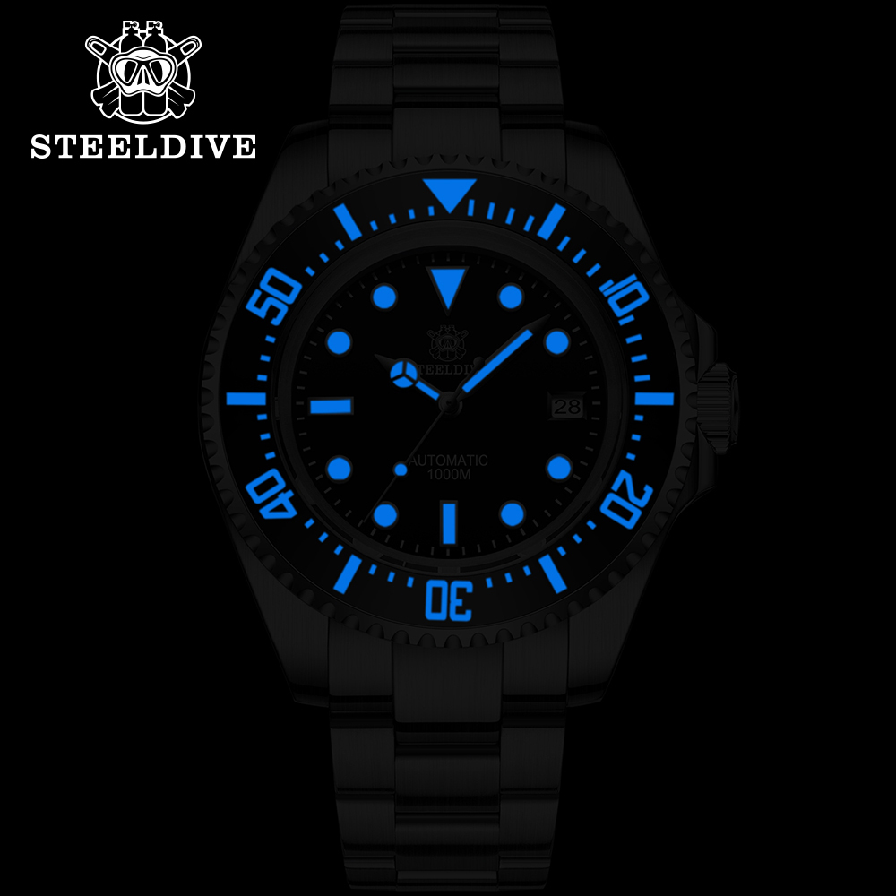 STEELDIVE Official Rubber Strap 1000M Waterproof NH35 Automatic Dive Watch Reloj for Men