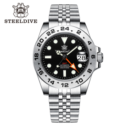 STEELDIVE Official SD1992 Black Dial 300M Waterproof  Date Function NH34 GMT Dive Watch 