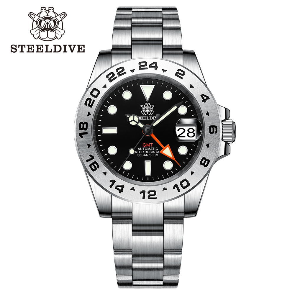 STEELDIVE Official SD1992 Black Dial 300M Waterproof  Date Function NH34 GMT Dive Watch 