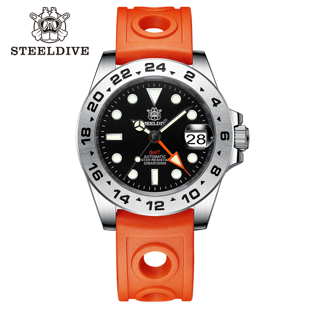 STEELDIVE Official SD1992 Black Dial 300M Waterproof Date Function NH34 GMT Dive Watch