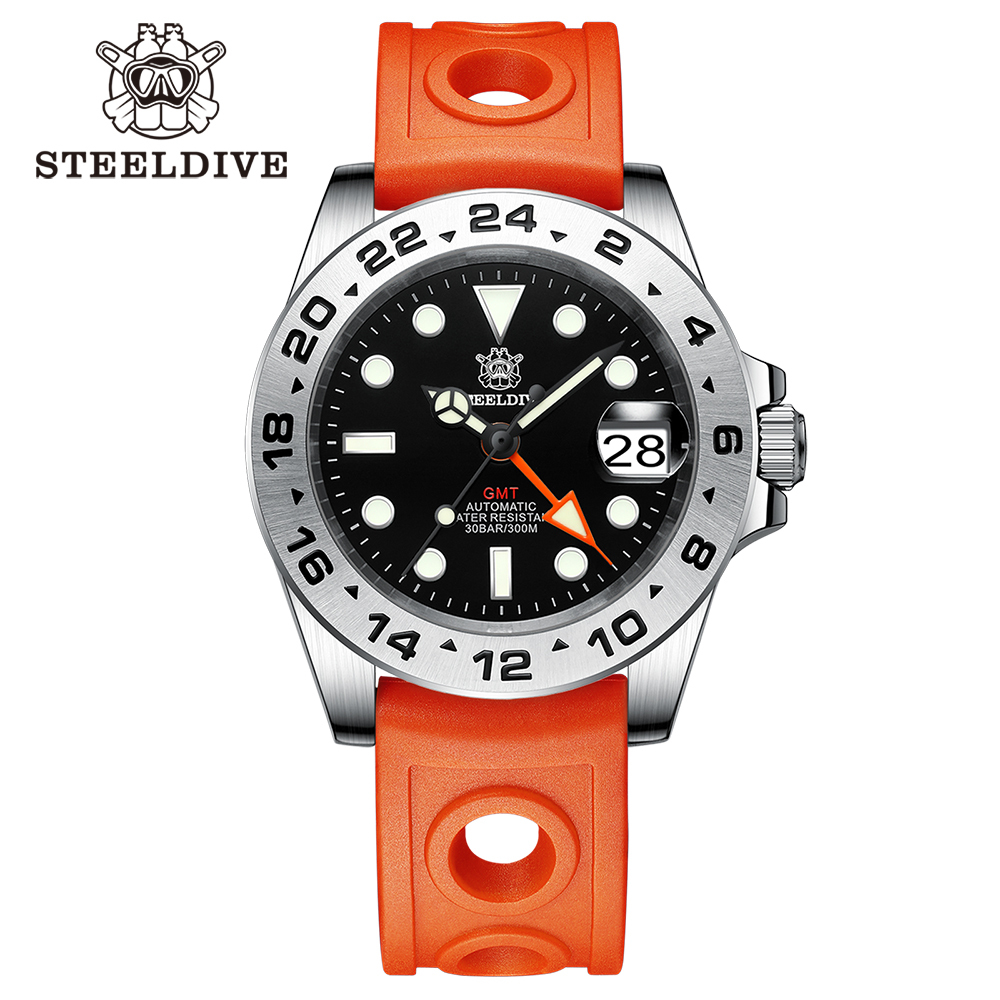 STEELDIVE Official SD1992 Black Dial 300M Waterproof  Date Function NH34 GMT Dive Watch 