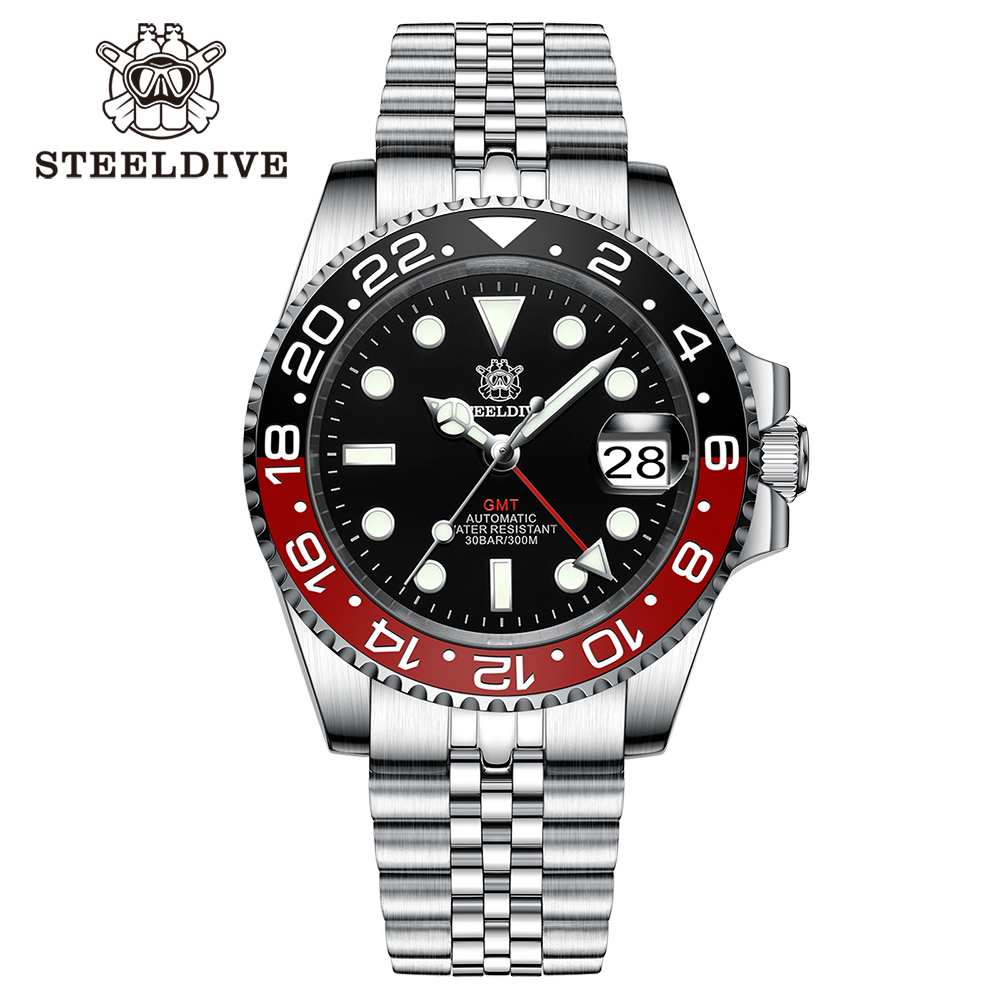 STEELDIVE Official SD1993 Popular Black Dial Bi-direction Ceramic Bezel NH34 GMT Dive Watch 300M