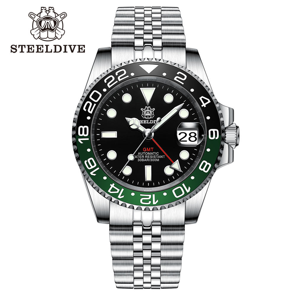 STEELDIVE Official SD1993 Popular Black Dial Bi-direction Ceramic Bezel NH34 GMT Dive Watch 300M