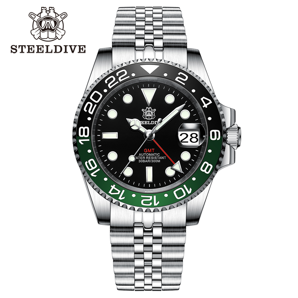 STEELDIVE Official SD1993 Popular Black Dial Bi-direction Ceramic Bezel NH34 GMT Dive Watch 300M