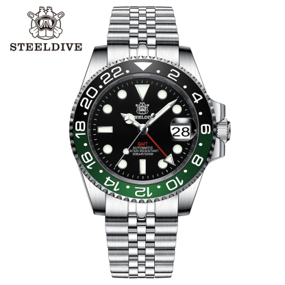 STEELDIVE Official SD1993 Popular Black Dial Bi-direction Ceramic Bezel NH34 GMT Dive Watch 300M