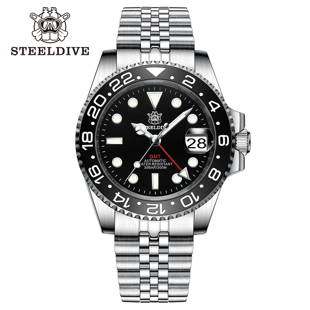 STEELDIVE Official SD1993 Popular Black Dial Bi-direction Ceramic Bezel NH34 GMT Dive Watch 300M