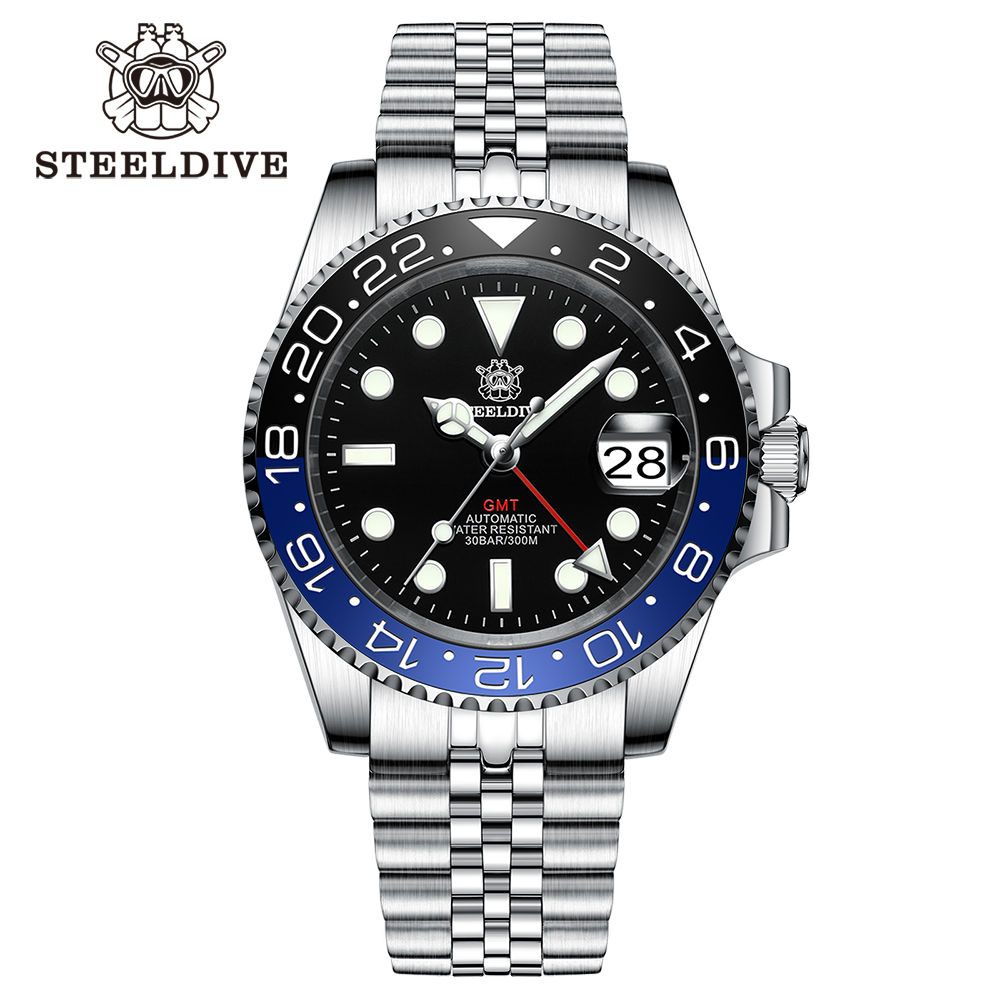 STEELDIVE Official SD1993 Popular Black Dial Bi-direction Ceramic Bezel NH34 GMT Dive Watch 300M