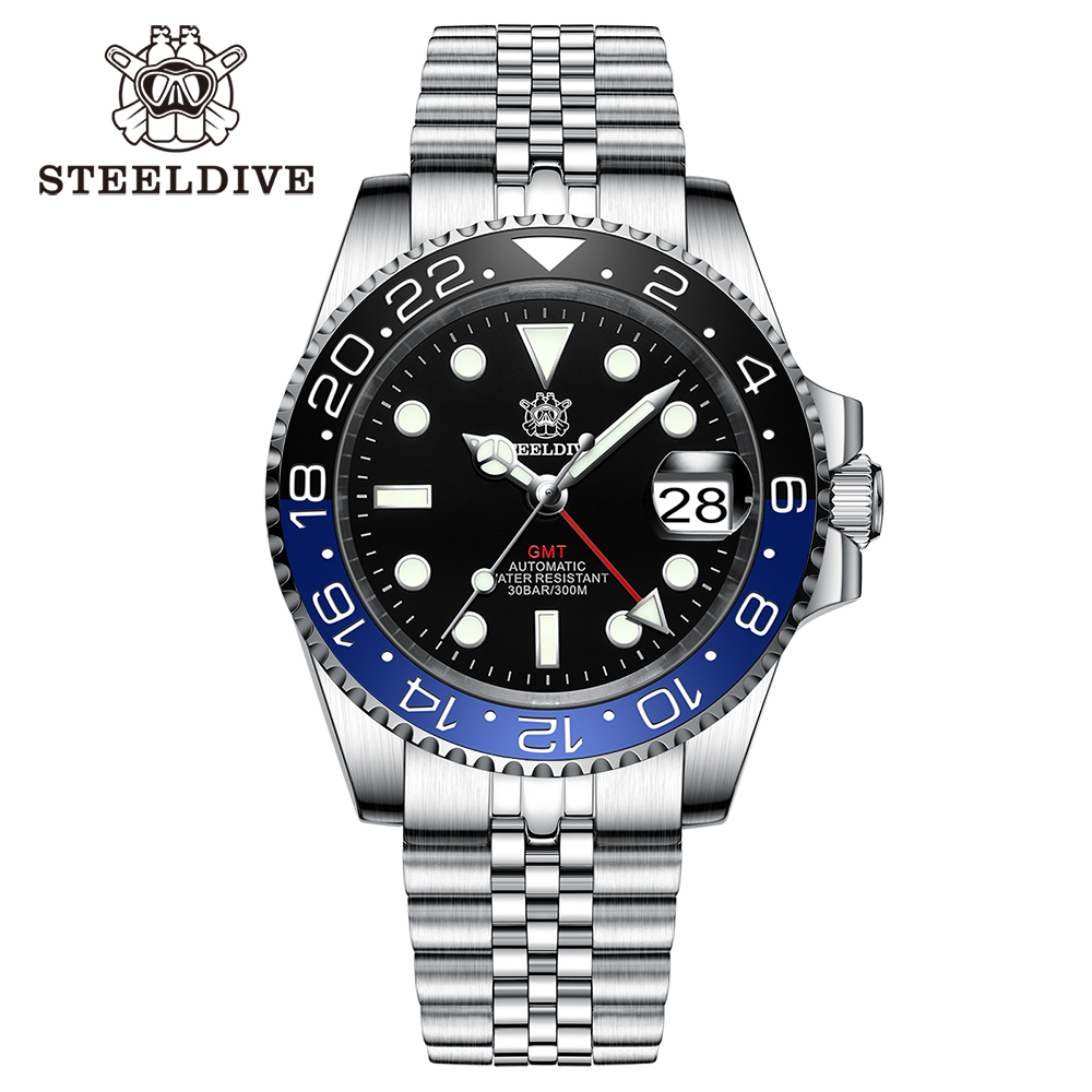 STEELDIVE Official SD1993 Popular Black Dial Bi-direction Ceramic Bezel NH34 GMT Dive Watch 300M