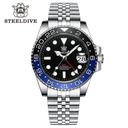 STEELDIVE Official SD1993 Popular Black Dial Bi-direction Ceramic Bezel NH34 GMT Dive Watch 300M
