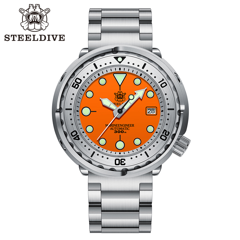 STEELDIVE Official SD1986 Steel Bezel 47.5MM Case Super Luminous Sapphire Glass 300M Waterproof NH35 Automatic Mens Dvie Watch