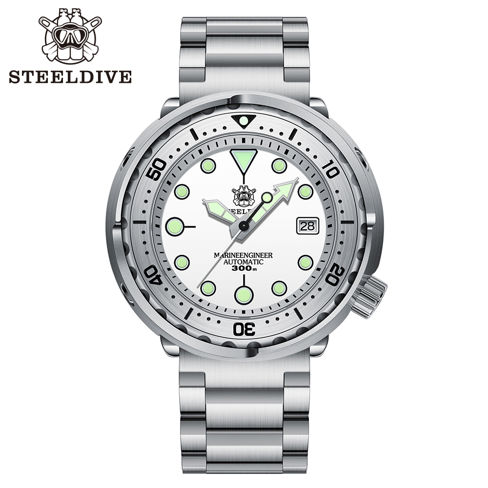STEELDIVE Official SD1986 Steel Bezel 47.5MM Case Super Luminous Sapphire Glass 300M Waterproof NH35 Automatic Mens Dvie Watch