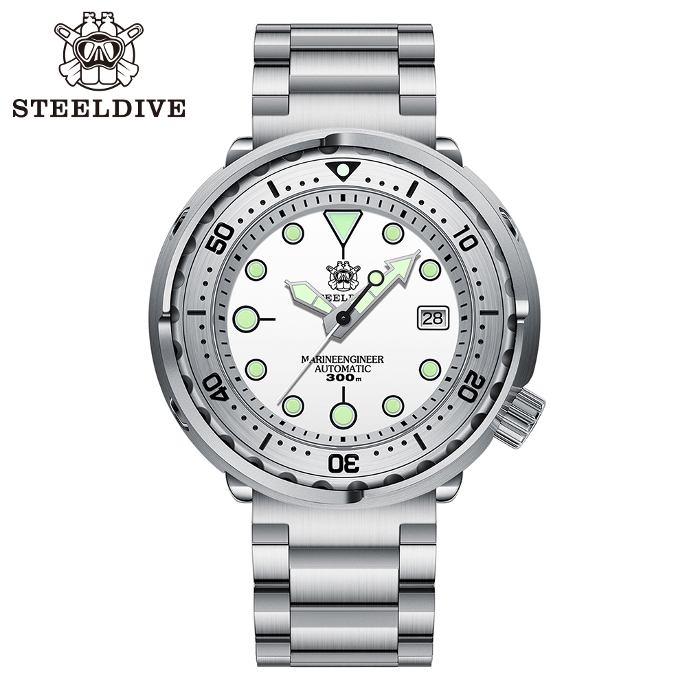 STEELDIVE Official SD1986 Steel Bezel 47.5MM Case Super Luminous Sapphire Glass 300M Waterproof NH35 Automatic Mens Dvie Watch