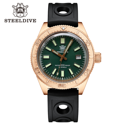 STEELDIVE Official SD1962S Swiss C3 Luminous 200M NH35 Automatic Movement Solid Bronze Case Mens Dive Watch