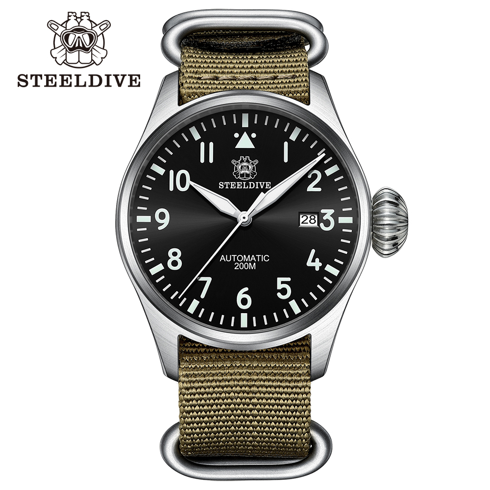 STEELDIVE Official SD1930 Date Function 43MM 200M Waterproof Sapphire Glass NH35 Automatic Movement Mens Dive Watch
