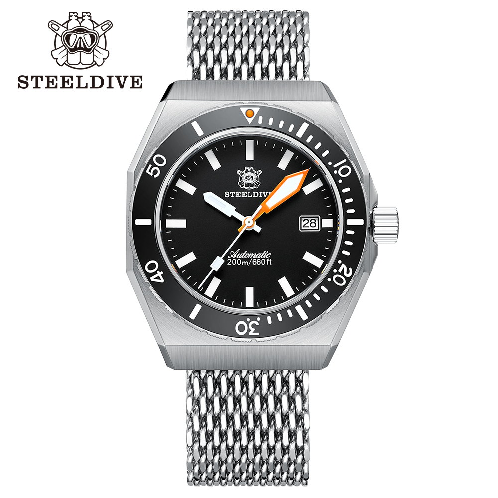 STEELDIVE Official SD1963 42MM Case Sapphire Glass Ceramic Bezel 200M Waterproof NH35 Automatic Mechanical Mens Dive Watches