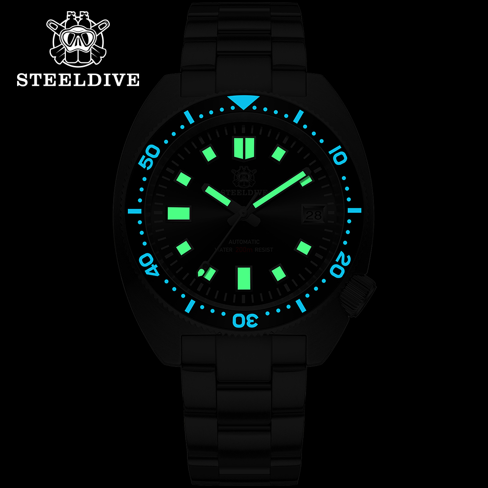 STEELDIVE Official SD1977 42MM Thin Abalone Mechanical Watches AR Coating Sapphire Glass NH35 Automatic 200M Waterproof Dive Watch