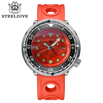 STEELDIVE Offcial SD1975 Matte Orange Dial 47.5MM Case Tuna Watch Sapphire Glass 300M Waterproof NH35 Automatic Mens Dive Watch