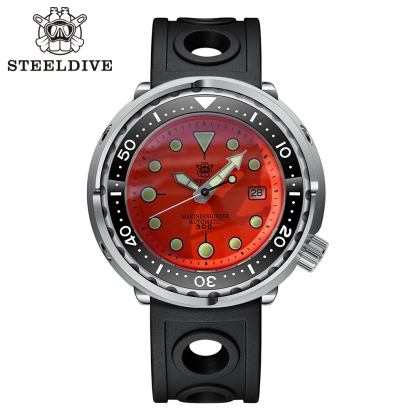 STEELDIVE Offcial SD1975 Matte Orange Dial 47.5MM Case Tuna Watch Sapphire Glass 300M Waterproof NH35 Automatic Mens Dive Watch