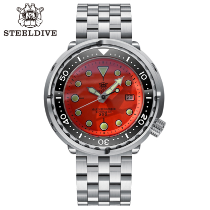 STEELDIVE Offcial SD1975 Matte Orange Dial 47.5MM Case Tuna Watch Sapphire Glass 300M Waterproof NH35 Automatic Mens Dive Watch