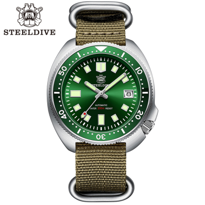 STEELDIVE OfficailSD1970 Nylon Strap Sapphire Glass Ceramic Bezel Insert Swiss Luminous NH35 Automatic 200M Waterproof Mens Dive Watch