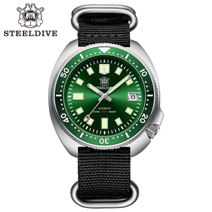 STEELDIVE OfficailSD1970 Nylon Strap Sapphire Glass Ceramic Bezel Insert Swiss Luminous NH35 Automatic 200M Waterproof Mens Dive Watch