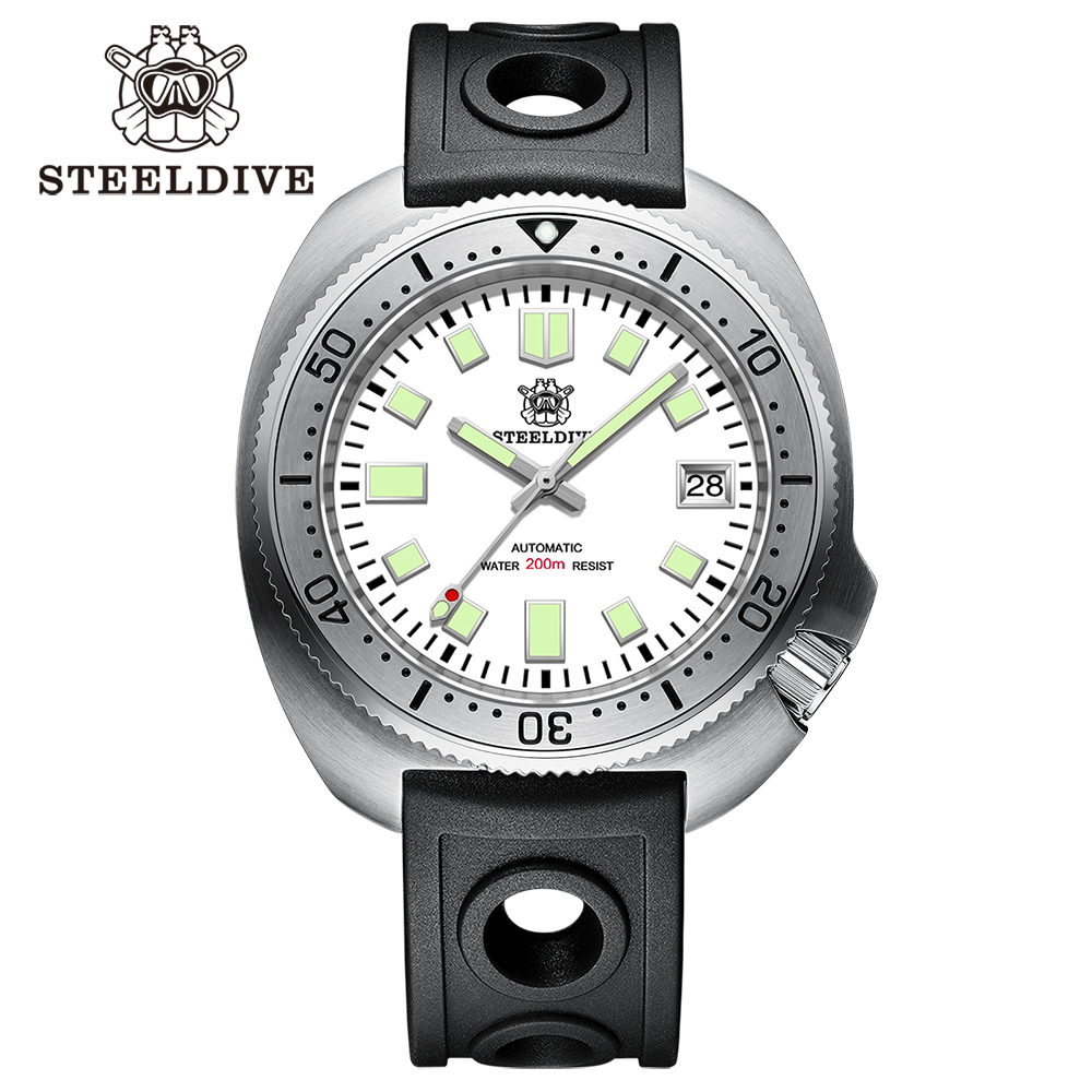 STEELDIVE Official SD1981 Stainless Steel Bezel 43.8MM Case 200M Waterproof Sapphire Glass NH35 Automatic Mens Dive Watches