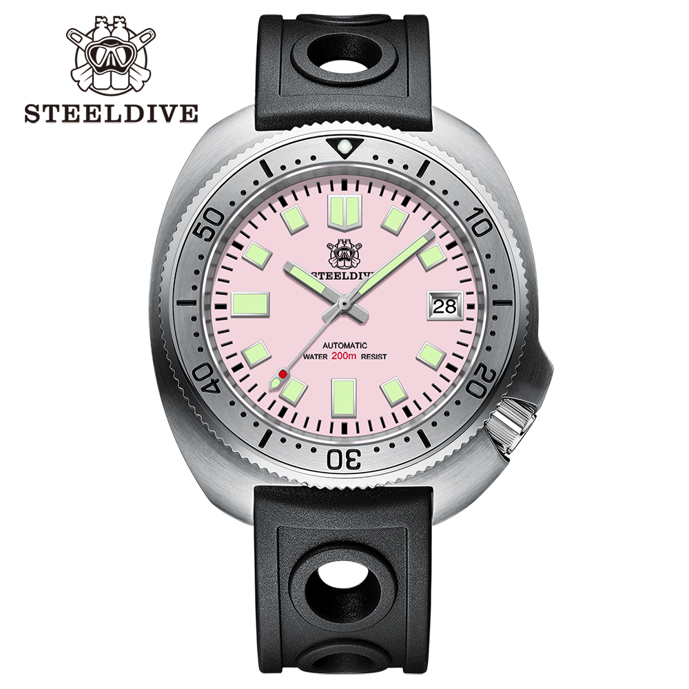 STEELDIVE Official SD1981 Stainless Steel Bezel 43.8MM Case 200M Waterproof Sapphire Glass NH35 Automatic Mens Dive Watches