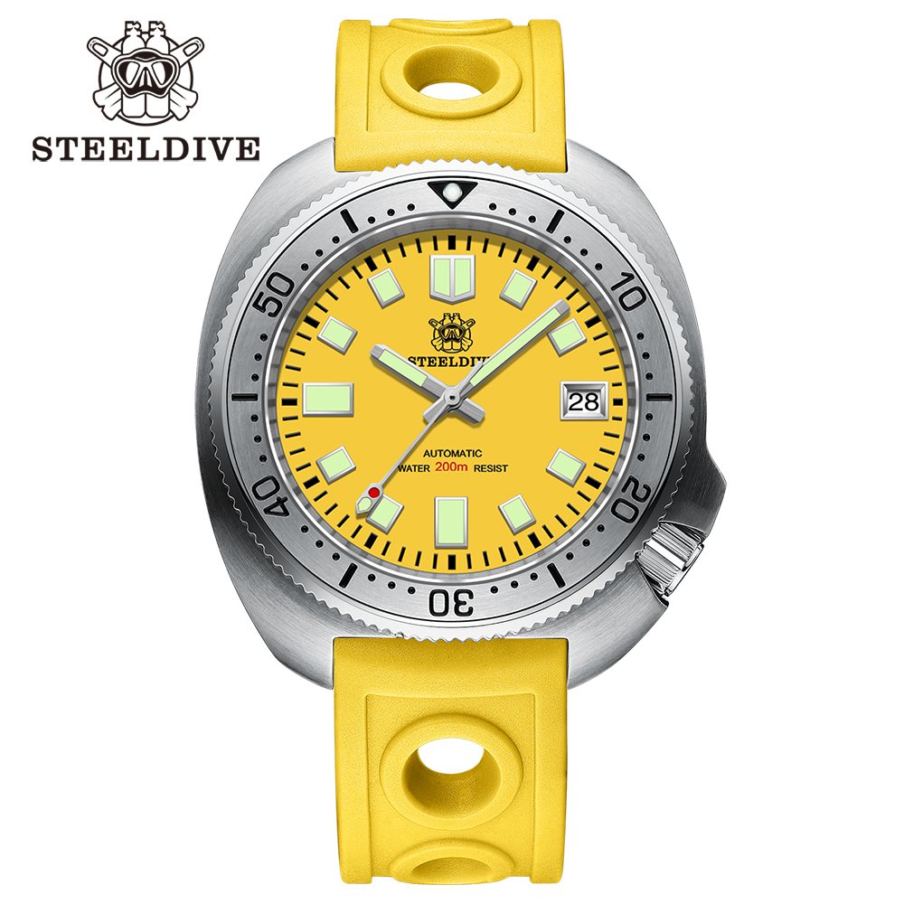 STEELDIVE Official SD1981 Stainless Steel Bezel 43.8MM Case 200M Waterproof Sapphire Glass NH35 Automatic Mens Dive Watches