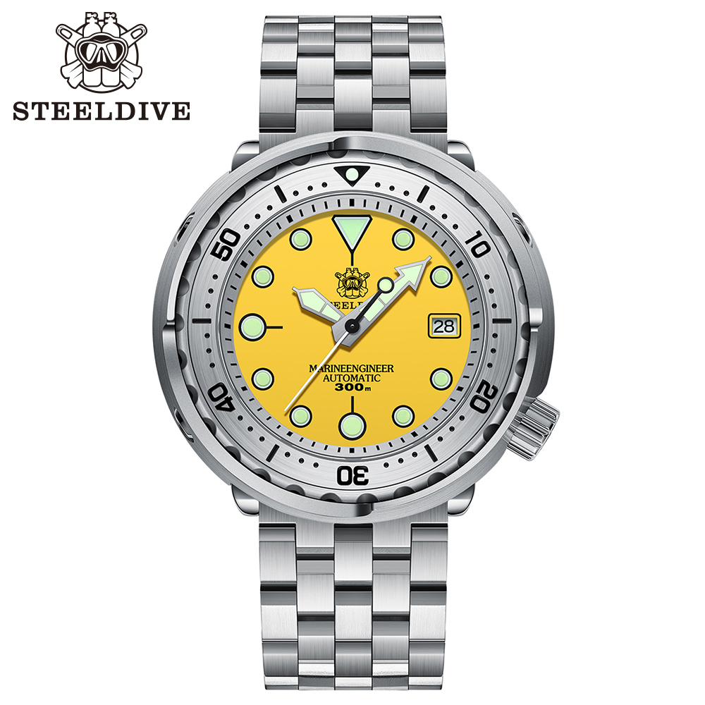 STEELDIVE Official SD1986 Steel Bezel 47.5MM Case Super Luminous Sapphire Glass 300M Waterproof NH35 Automatic Mens Dvie Watch