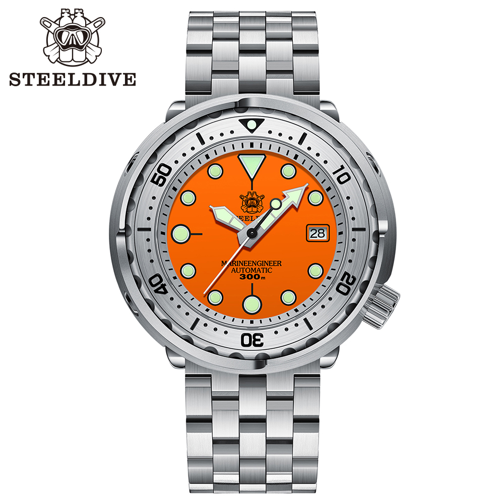 STEELDIVE Official SD1986 Steel Bezel 47.5MM Case Super Luminous Sapphire Glass 300M Waterproof NH35 Automatic Mens Dvie Watch