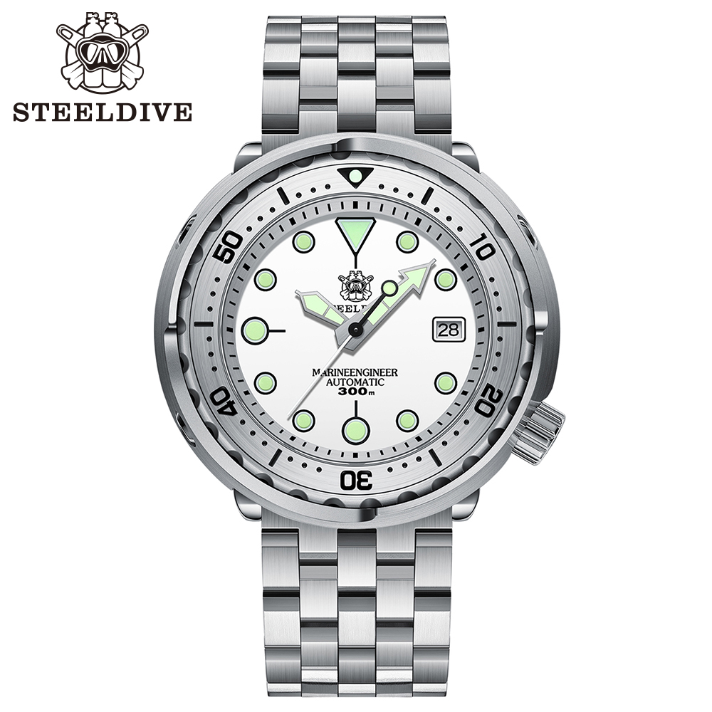 STEELDIVE Official SD1986 Steel Bezel 47.5MM Case Super Luminous Sapphire Glass 300M Waterproof NH35 Automatic Mens Dvie Watch