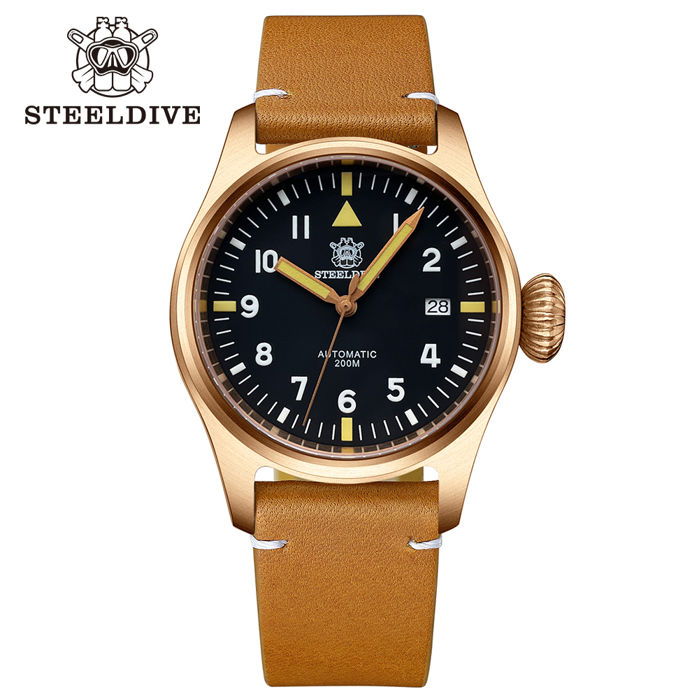 STEELDIVE Official SD1928S Small Size 39MM Solid Bronze Sapphire Glass  200M Waterproof NH35 Automatic Mens Dive Watch