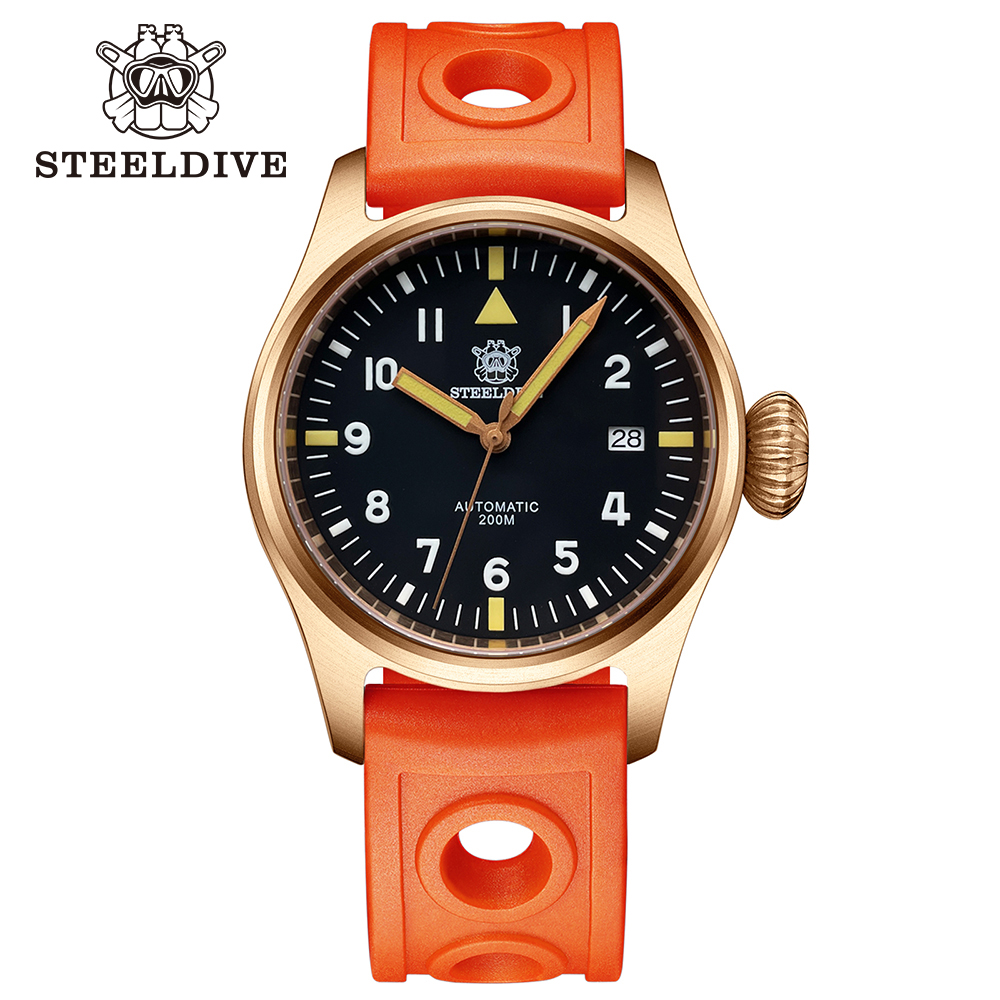 STEELDIVE Official SD1928S Small Size 39MM Solid Bronze Sapphire Glass 200M Waterproof NH35 Automatic Mens Dive Watch